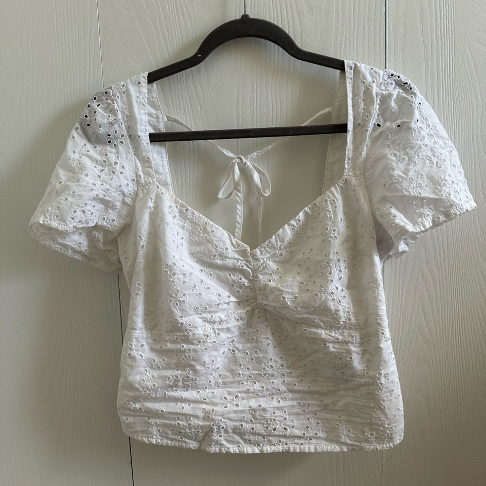 Abercrombie & Fitch White Eyelet Top